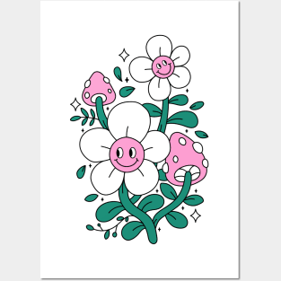 Flowers and mushrooms Posters and Art